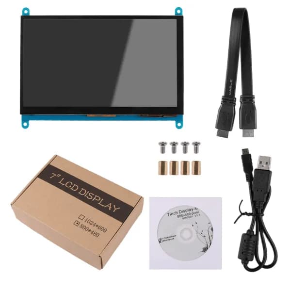 Raspberry Pi 4B/3B+ 7 inch 800*480 LCD Touch Display Screen with HDMI Cable