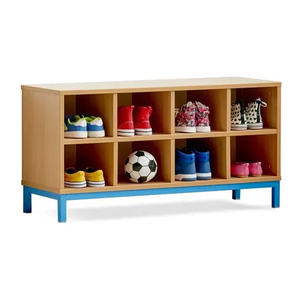 Cloakroom Bench with 8 Open Compartments