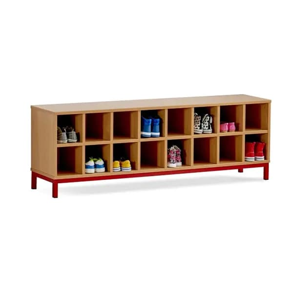 Cloakroom Bench with 16 Open Compartments