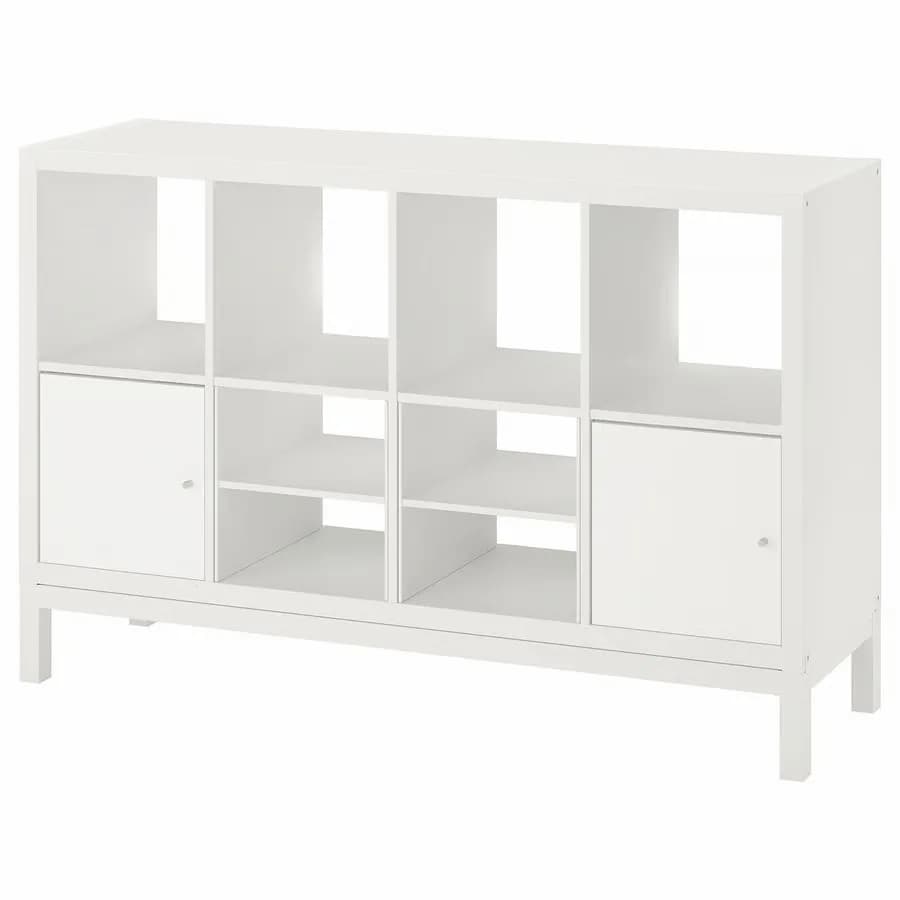 Shelving unit with underframe, with 2 doors/with 2 shelf inserts white