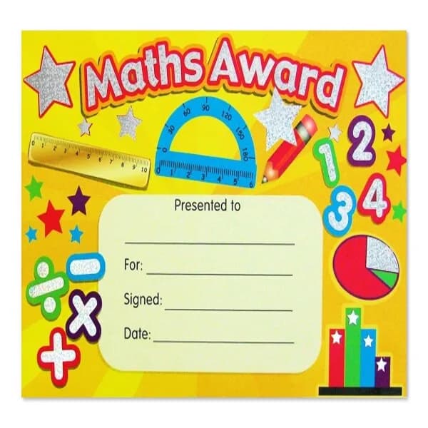 Sparkling Certificate - Maths Award