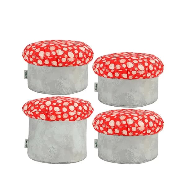 Toadstool Printed Bean Bag Stool Set