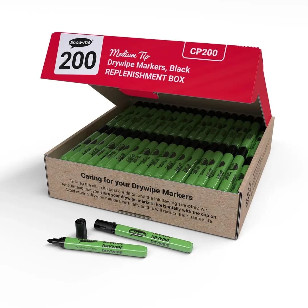 Whiteboard Markers - Medium Tip - Black - Pack of 200