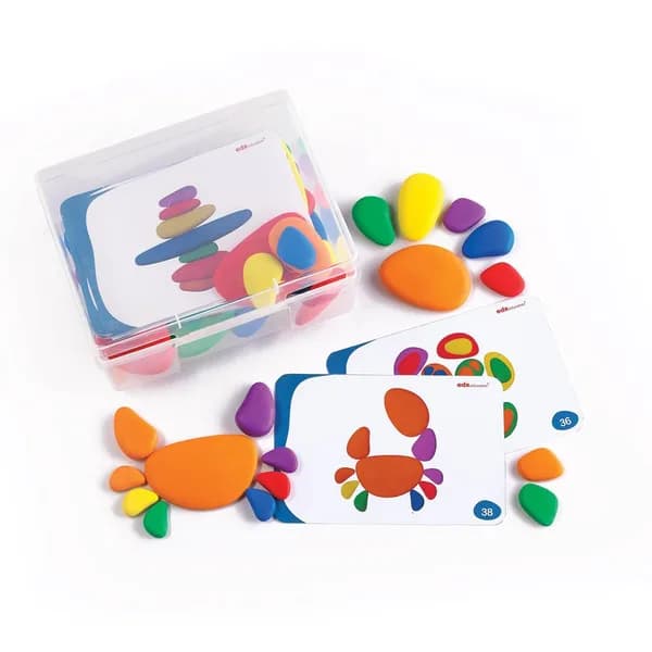 Rainbow Pebbles with Plastic Container